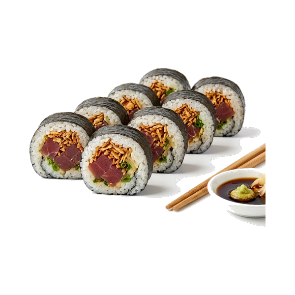 Tuna with Crispy Onions & Ginger Norimaki